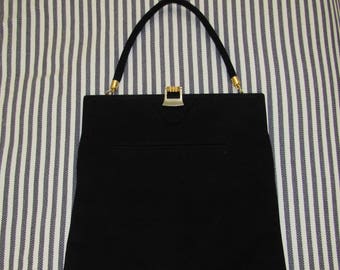 Vintage 1960s Style Black Suede Koret Purse / Handbag