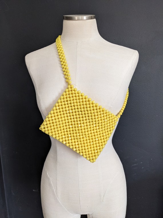 Vintage Beaded Purse / Vintage Plastic Purse / Ye… - image 1