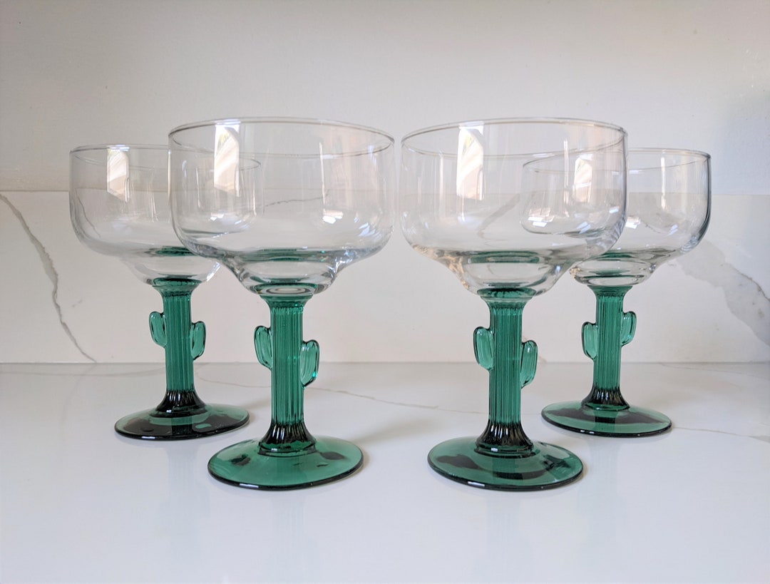 Libbey Cactus Margarita Glasses / Vintage Margarita Glasses / Cactus