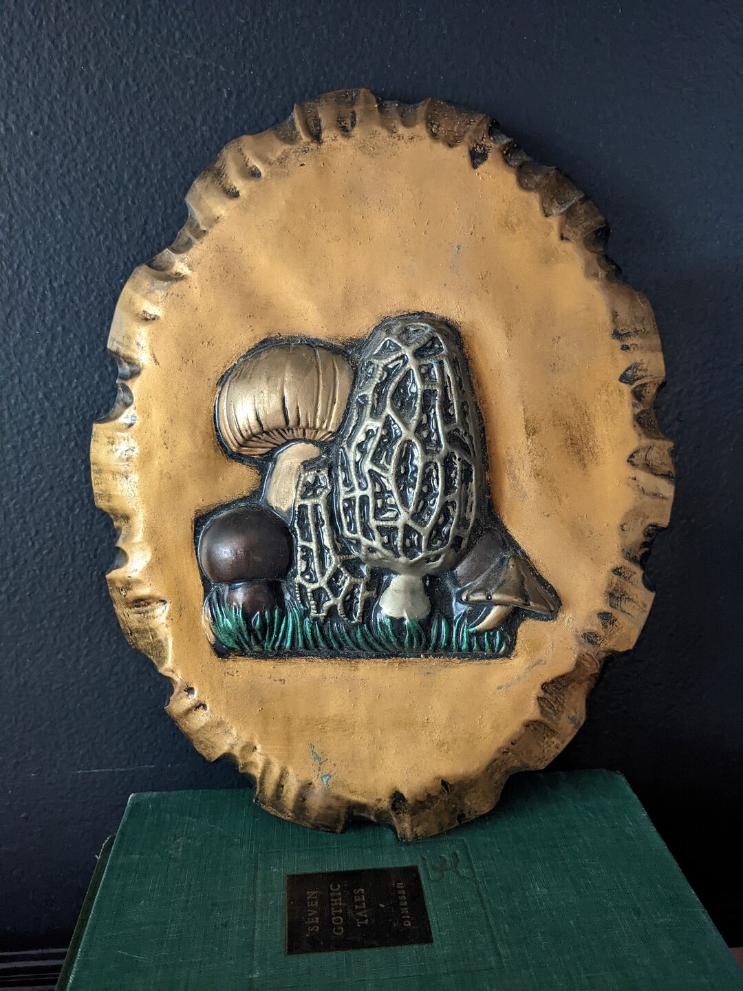 Vintage Mushroom Wall Art / Mushroom Decor / Gold Mushroom / Retro