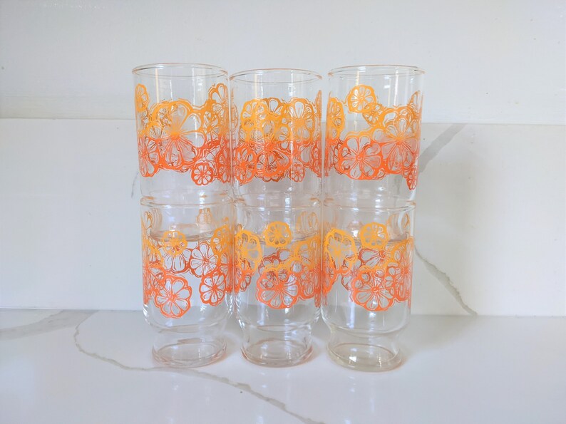 Vintage Orange Juice Glasses / Vintage Juice Cups / Orange Etsy