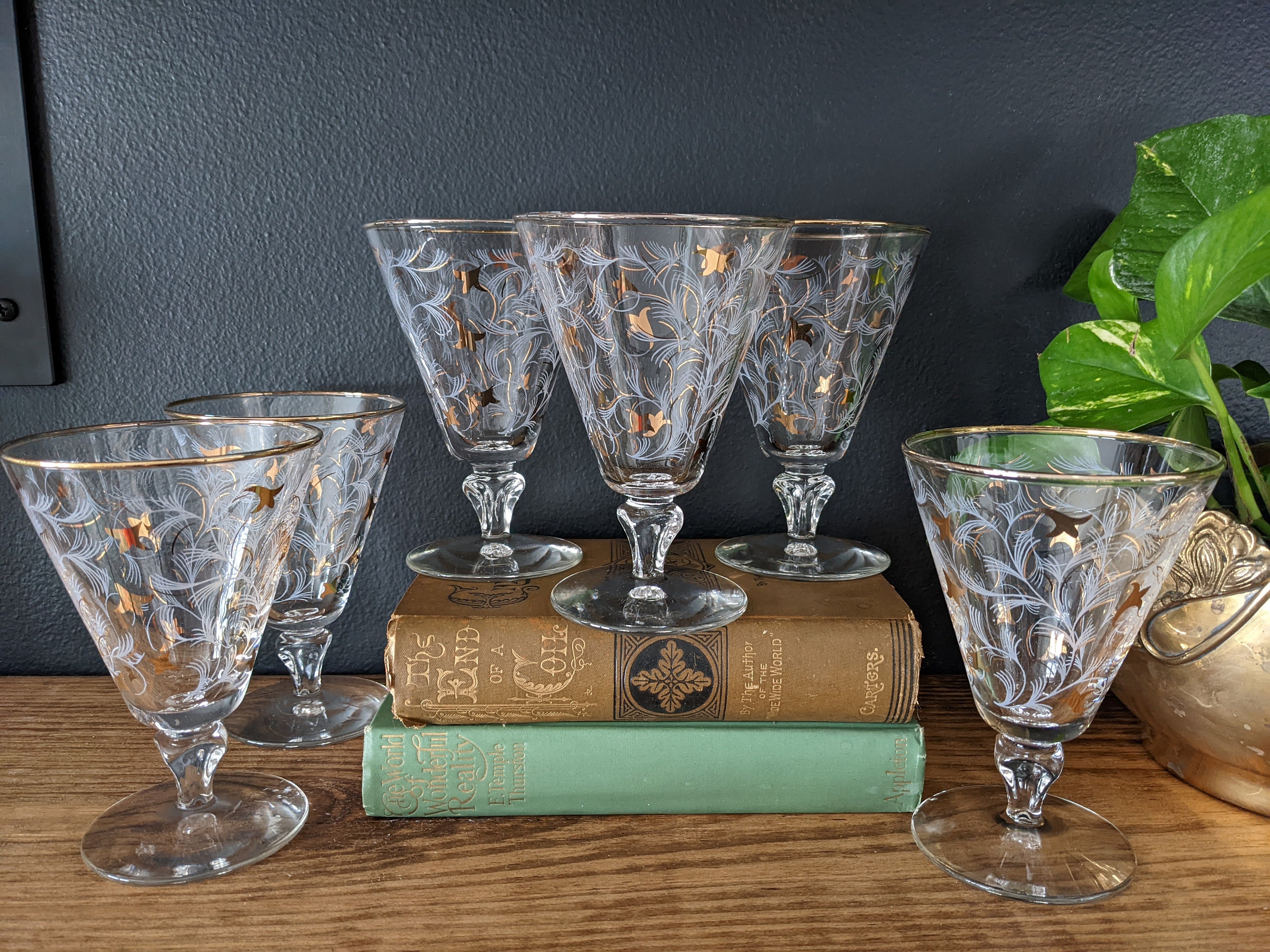Libbey Royal Fern Wine Glasses / Vintage Stemware / Vintage Etsy
