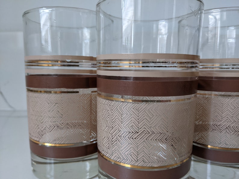 Libbey Brown Striped Glass Tumblers / Vintage Tumblers / MCM Glassware / MCM Tumblers image 3