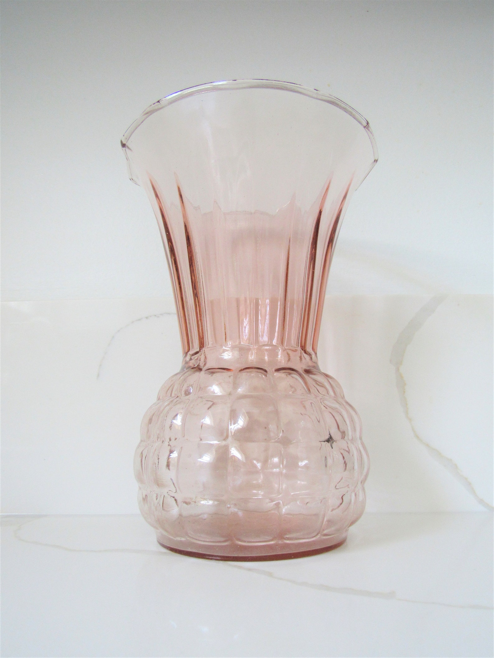 Vintage Pink Depression Glass Vase / Pink Glass Vase / Vintage Etsy