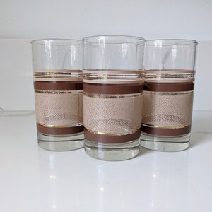 Libbey Brown Striped Glass Tumblers / Vintage Tumblers / MCM Glassware / MCM Tumblers image 2