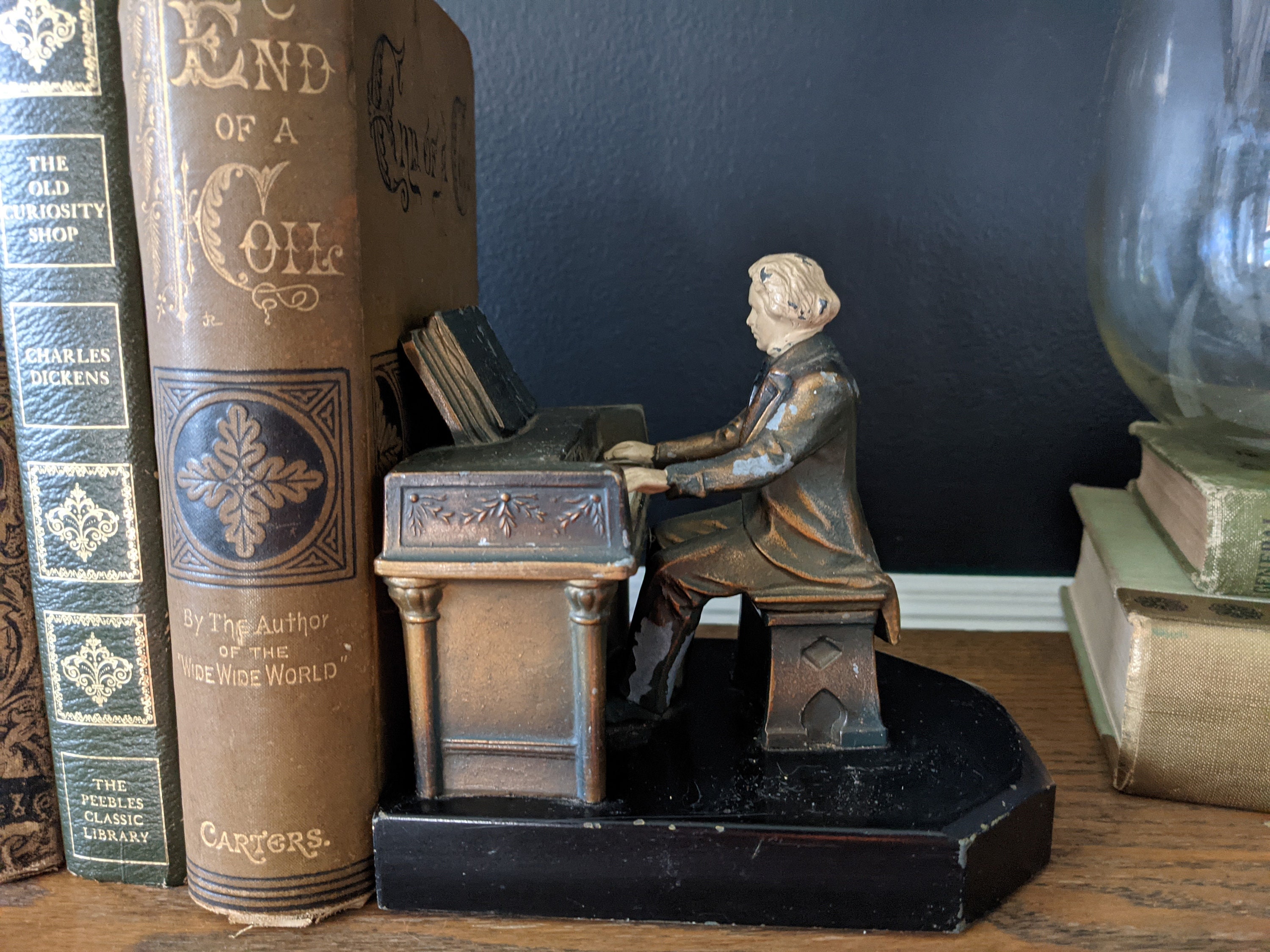 Antique Beethoven Bookends / JB Hirsch Bookends / Bronze