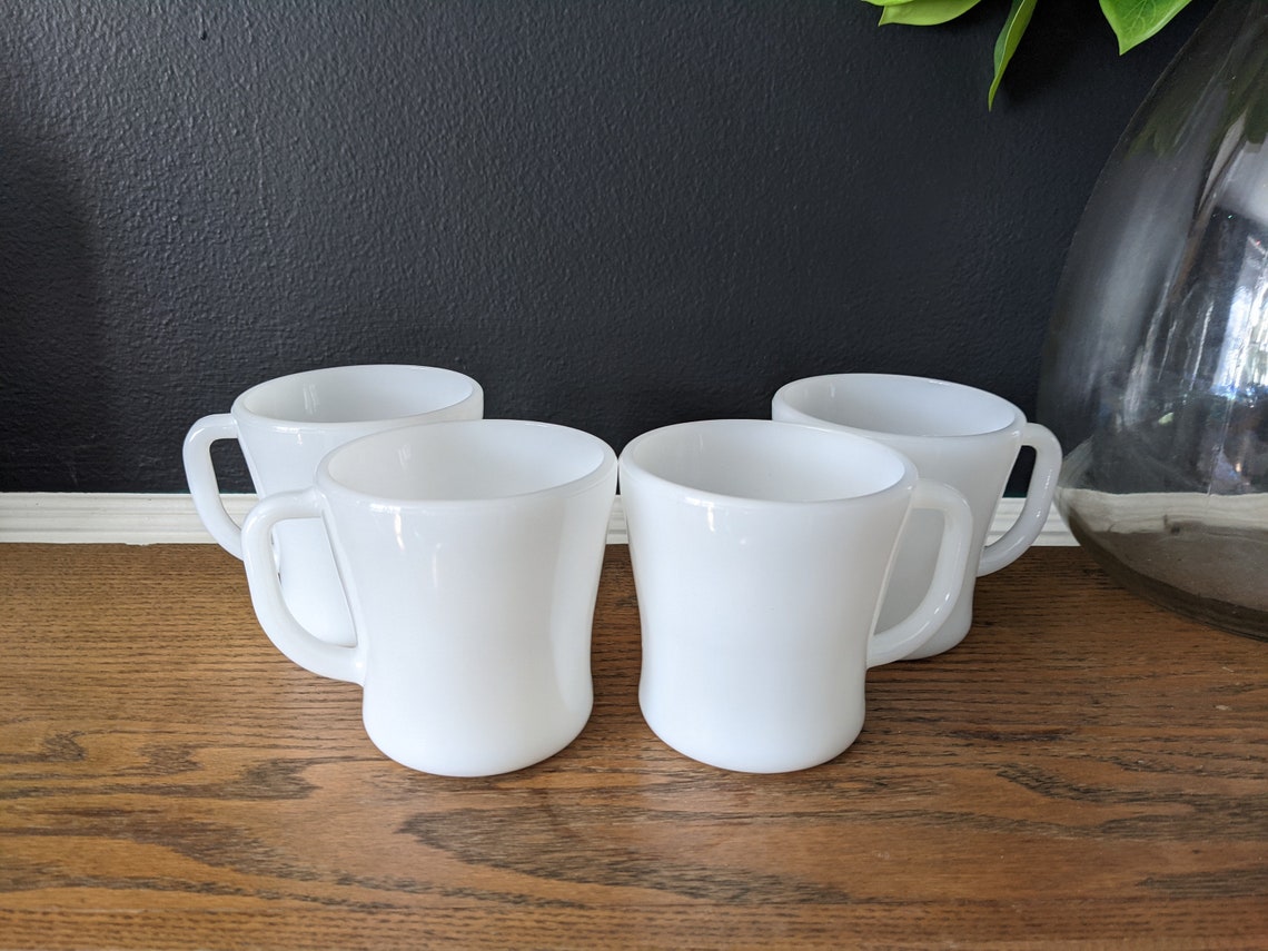 Federal Glass Milk Glass Coffee Mugs / Vintage Milk Glass / Etsy