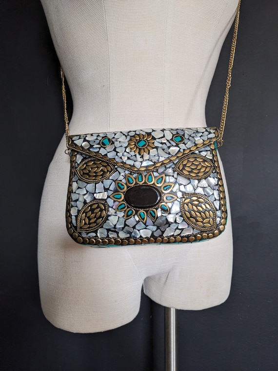 Mosaic Tile Clutch Handbag / Tile Purse / Vintage 