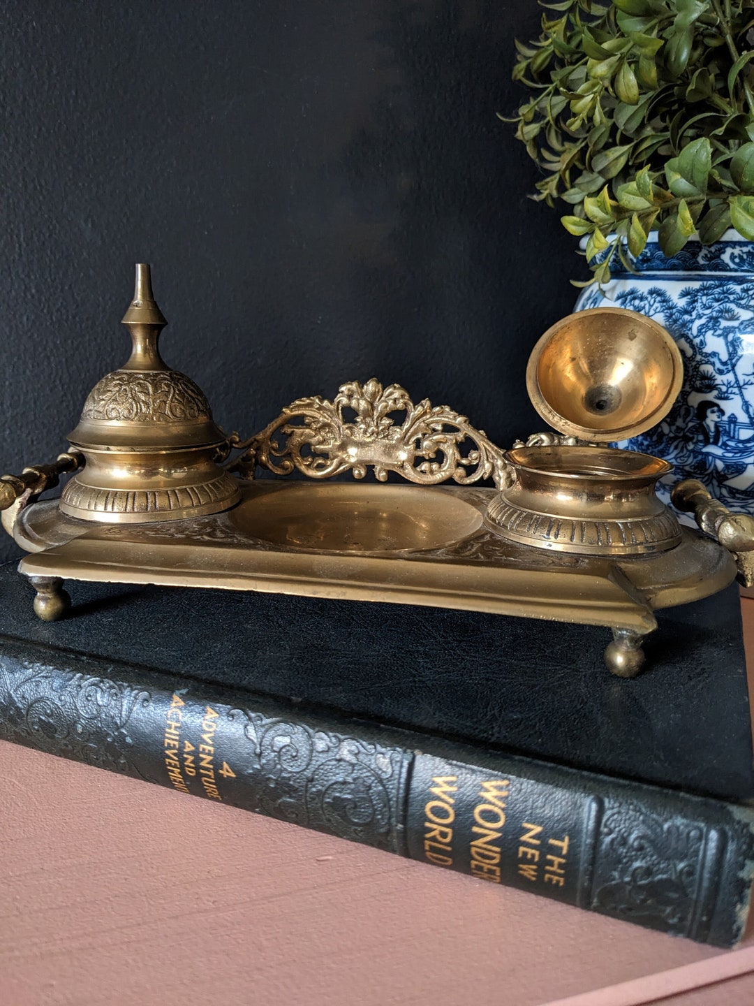 Antique Inkwell / Brass Inkwell / Vintage Inkwell / Antique Brass - Etsy