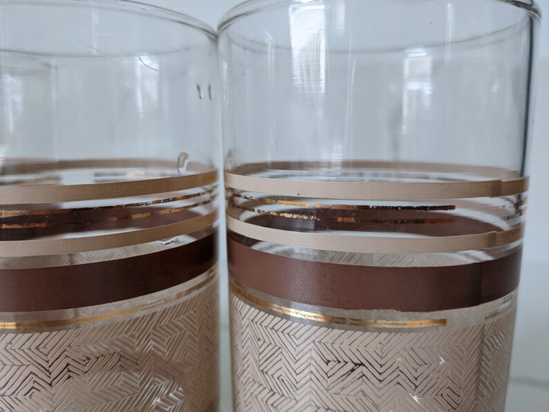 Libbey Brown Striped Glass Tumblers / Vintage Tumblers / MCM Glassware / MCM Tumblers image 4
