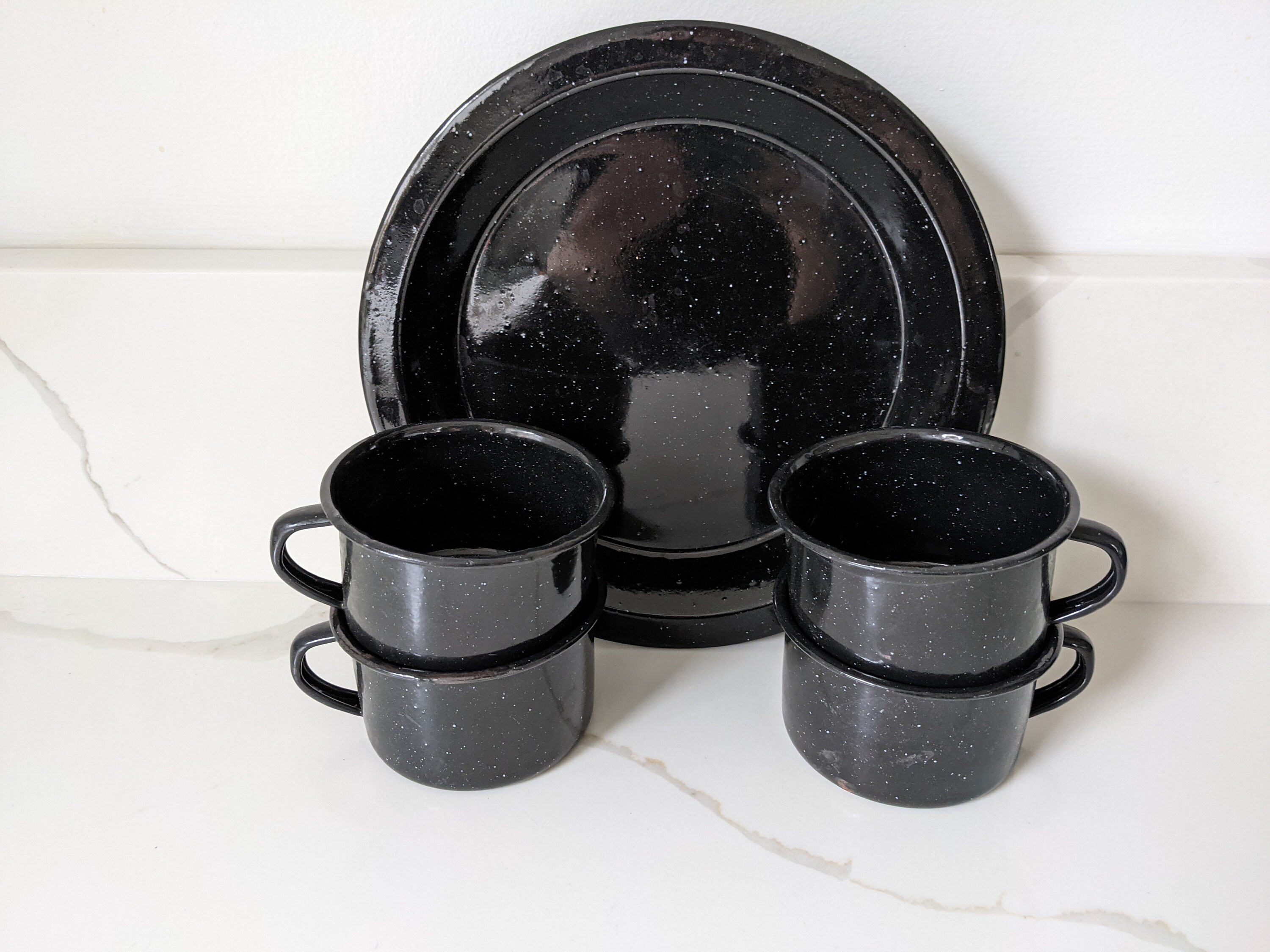 Enamel Camping Mug And Plate Set / Vintage Enamelware / Enamel Etsy.de