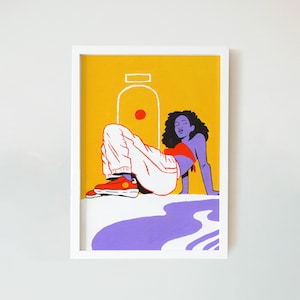 Art Print - 5&quot; x 7&quot; -  Chill Yellow Illustration Painting Wall Art