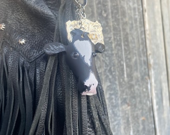 Leather Cow Keychains