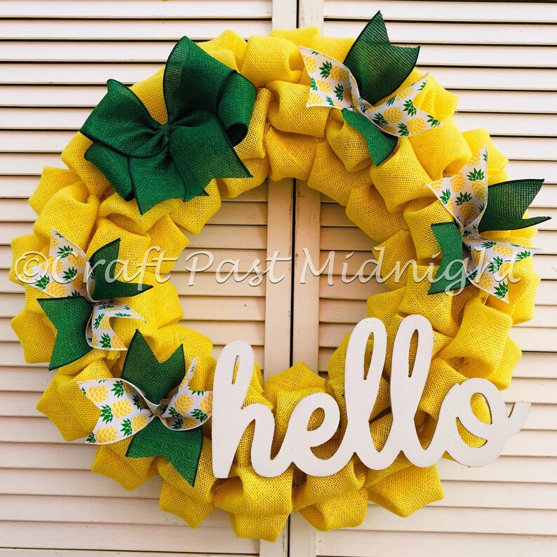 Pineapple Summer Burlap Wreath Yellow Pineapple Wreath Etsy