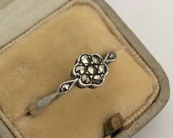 Art Deco Silver And Marcasite Flower Ring