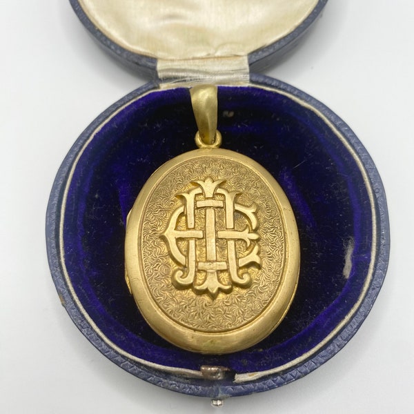 Victorian Gold Plated Mourning Locket With AEI (Amity, Eternity, Infinity) On The Front