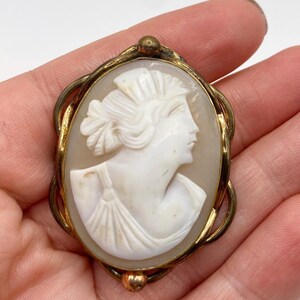 Antique Victorian Shell Cameo Brooch/ Pin With Gold Filled Frame