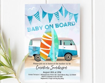 Baby on Board Decal 3.5 4.5 5.5 Surfing Mom Dad Mother Window Bumper Baby Shower