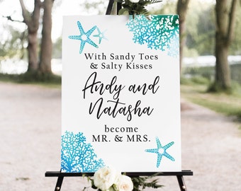 Gift for couple Rustic wedding decor Beach Wedding sign wood with Names