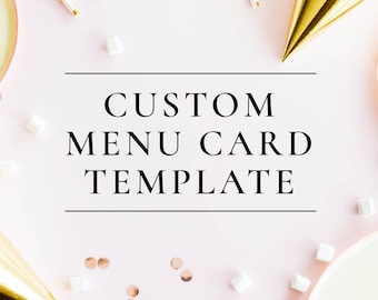 Plantilla personalizada de tarjeta de menú de eventos, bodas, baby shower, despedida de soltera, compromiso, cumpleaños y más