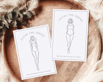 Guess the Dress Bridal Shower Game: Printable 5x7 Activity (Digital Download)