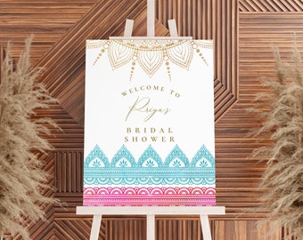 Editable Indian Welcome Sign | Sign Template | Birthday, Bridal Shower, Sangeet, Mehndi | India | Bollywood | Multiple Sizes | Templett