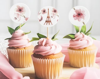Eiffelturm Cupcake Toppers: Paris Party Dekorationen (digitaler Download)