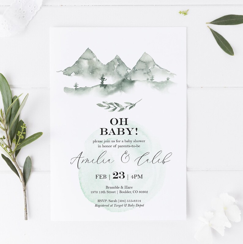 Mountain Baby Shower or Sprinkle Invitation Editable Baby - Etsy