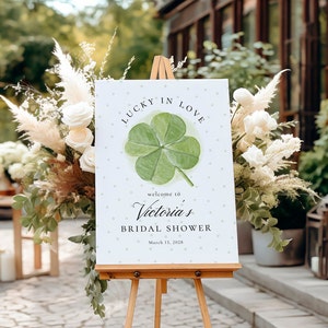 Shamrock Bridal Shower Welcome Sign, Lucky in Love, green, Irish bridal shower, couples shower, instant download, 16x20, 18x24, 20x30, 24x36