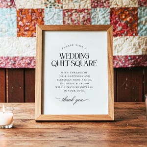 Wedding Quilt Guestbook Sign, Quilt Square Signing, Non-Editable Download, 5x7 and 8x10