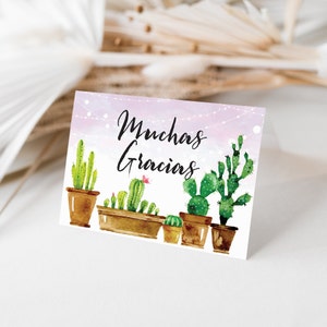 Fiesta Thank You Card Muchas Gracias Fiesta Event Cactus Printable Thank You Notecard Blank Inside 5x3.5 Instant Download image 1