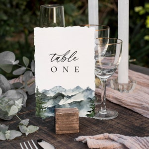 Table Number Template, Editable, Guest Seating, Mountain, Bridal Shower, Engagement or Wedding, Instant Download, 4x6 and 5x7