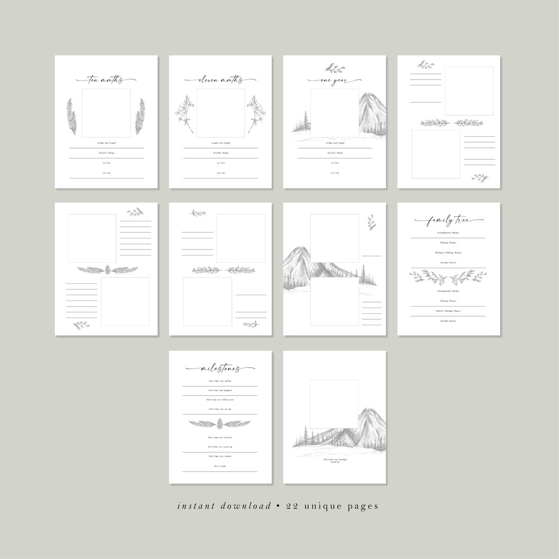 Printable Baby Book Pages DIY Keepsake Journal Pages for - Etsy