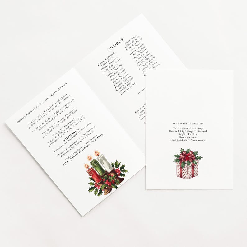 Vintage Christmas Concert Program, School Play or Community Theater ...