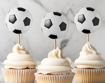 Soccer Ball Cupcake Toppers: Sports Party Printables (Digital Download)