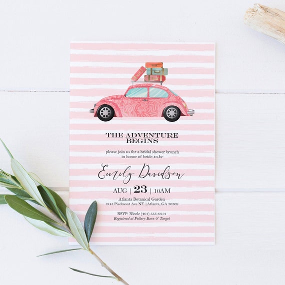 Bridal Shower Invitation Editable Template Instant Download Travel Bridal Shower Suitcase Invite Let the Adventure Begin Invite