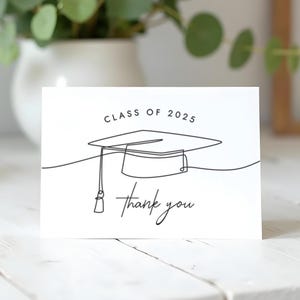 Afstuderen Bedankkaart, minimalistisch, middelbare school of hogeschool afstuderen, gevouwen notitiekaart, instant download, afdrukbaar