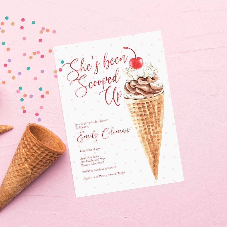 Ice Cream Bar Print Scooped Up Bridal Shower Ice Cream Etsy