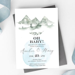 Mountain Baby Shower Kit | Editable Invite Template, Printable Book ...