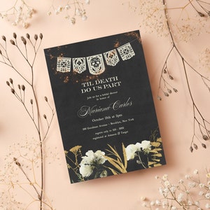Halloween Bridal Shower or Engagement Invitation Template | Editable | Dia de los Muertos | Til Death Do Us Part | Instant Download | 5x7
