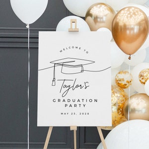 Minimalist Graduation party welcome sign, editable sign template, High School or College, 16x20, 20x30 and 24x36, instant download