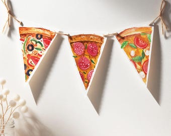 4 Stücke Pizza Foto Banner Pizza Wimpel Pizza Party Thema Dekoration für Pizza Themen Geburtstag Baby Shower Party Versorgung, Vormontiert