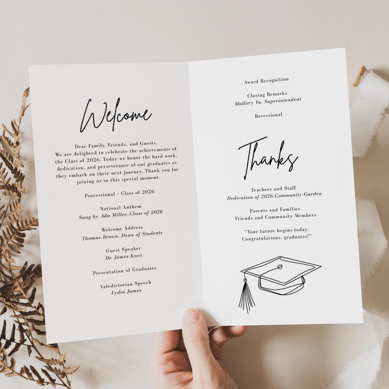 School Graduation Format Program Modern High School Graduation Program Template, Canva 8.5x11 Folded ...