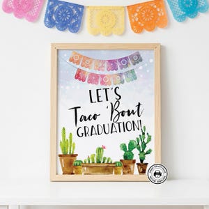 Taco Bar Sign, Printable Fiesta Graduation Decor, 2 Sizes, Non-Editable Download