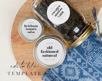 Editable Pantry Label Template: Round Mason Jar Stickers (PDF)
