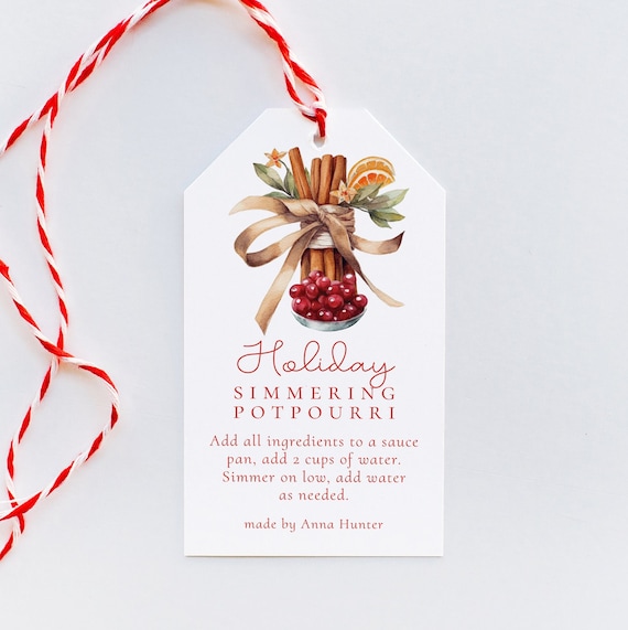 Editable Stovetop Potpourri Christmas Gift Tag, Teacher Gift, Neighbor  Gift, ALL Text is Editable, INSTANT DOWNLOAD, Printable, Goodie Bag 