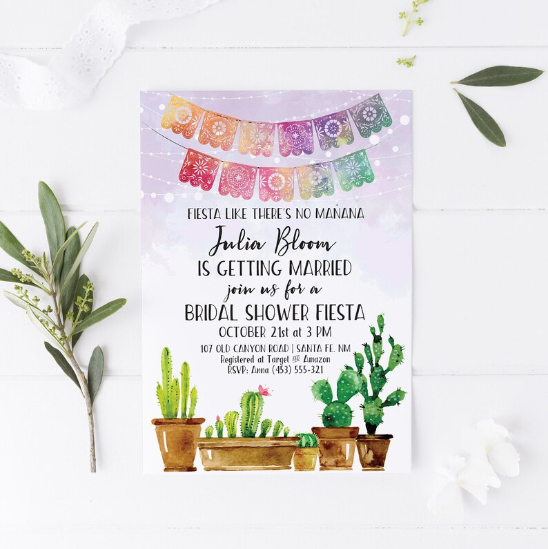 Printable Fiesta Theme Recipe Card Fiesta Theme Bridal Shower Cactus Recipe Card Instant Download PDF 5x3.5 image 6