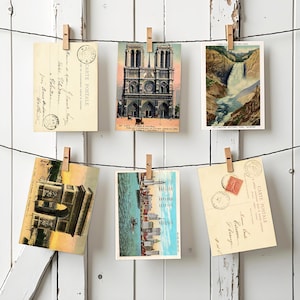 Vintage Postcard Banner, Travel Bridal Shower Decor, Miss to Mrs, Adventure, World Traveler, Destination Wedding, Keepsake, 5x7