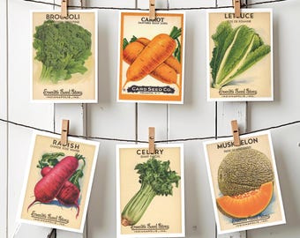 PRINTABLE vintage seed banner, farmers market, fruit and vegetables, fresh off the market, shower, birthday, decor, instant download, 5x7