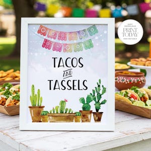 Tacos and Tassels Graduation Sign: Fiesta Taco Bar Decor (Digital Download)